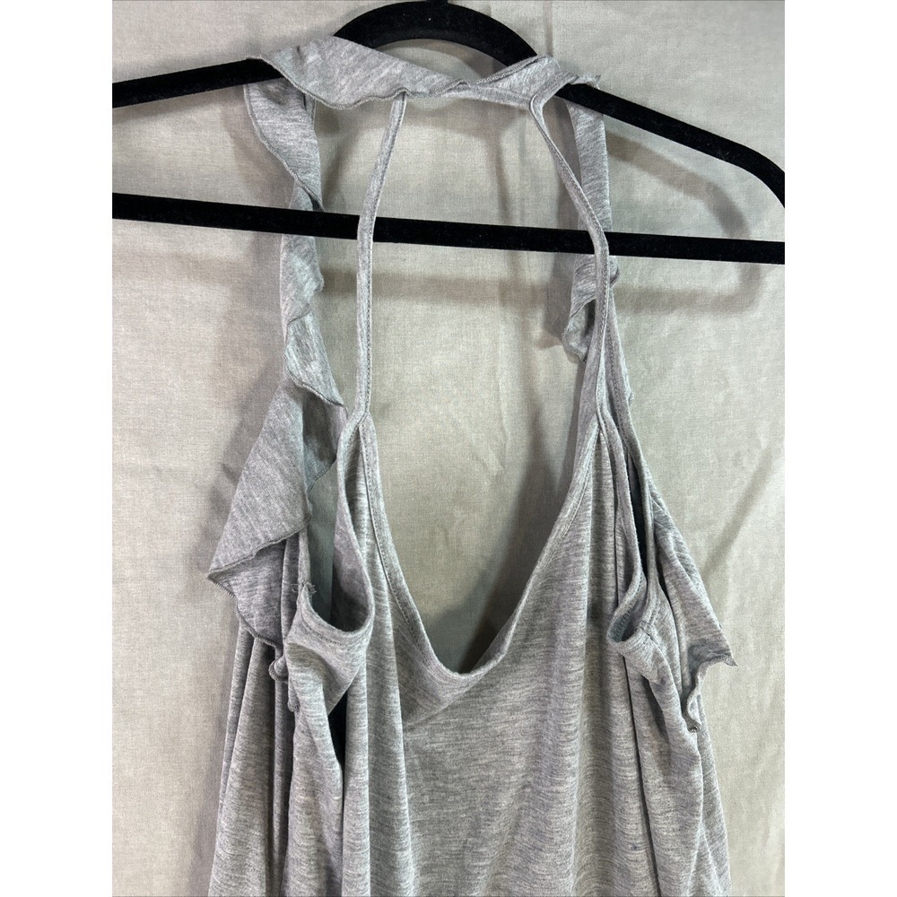 SHEIN Curve Gray Ruffle Hem Tunic‎ Dress | Flutter Sleeve Scoop Neck Mini - Picture 12 of 15